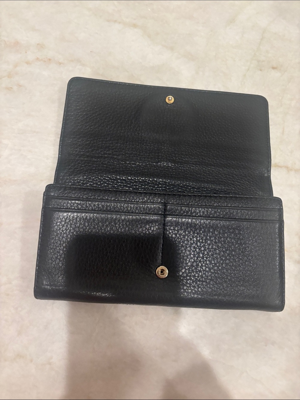 Michael Kors Black Leather Wallet with Gold MK Emblem - Picture 4 of 8